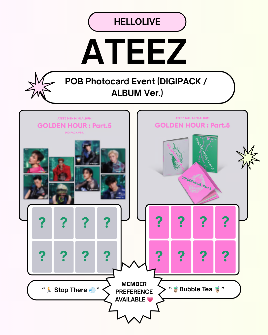 ATEEZ ミンギ トレカ Kpopstore リボン ホロ 06/25 HELLOLIVE PHOTOCARD EVENT] ATEEZ - 14TH MINI ALBUM [GOLDEN