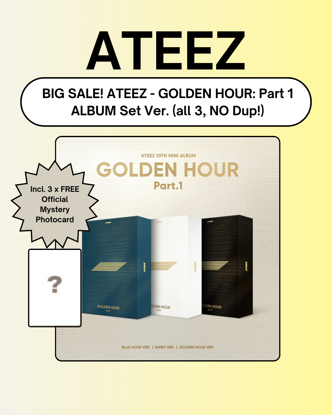 3/31 WN SALE] ATEEZ - GOLDEN HOUR: Part 1 ALBUM SET Ver. + 