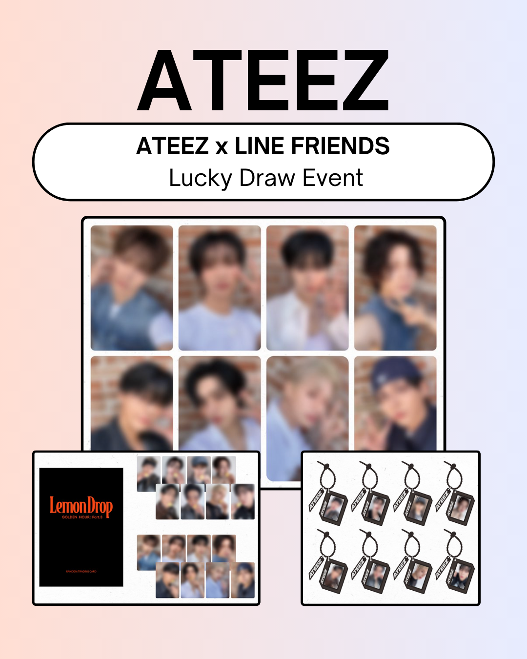 ATEEZ Golden Hour Part.3 Line Friends POP-UP Trading Photocard — Official K-Pop Memorabilia, Original