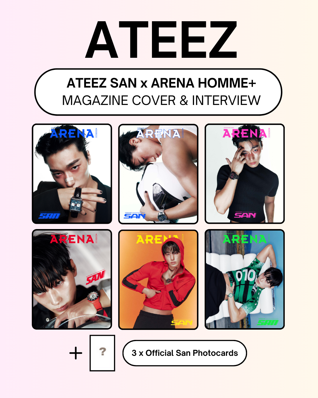 2025/08 ARENA HOMME+] ATEEZ SAN MAGAZINE (ALL TYPES) (PRE-ORDER