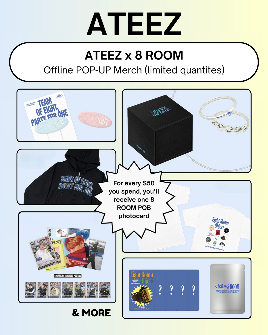 韓国　ATEEZ　ポップアップ　POP UP　8room　全員　トレカ 8枚 PRE ORDER] ATEEZ 8ROOM POP-UP OFFICIAL MERCH LIST | eBay