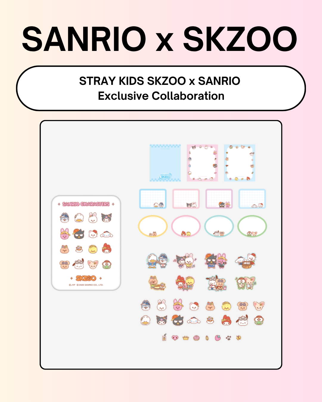 06/24 SKZOO x SANRIO CHARACTERS] Stray Kids - TIN CASE STICKY NOTE