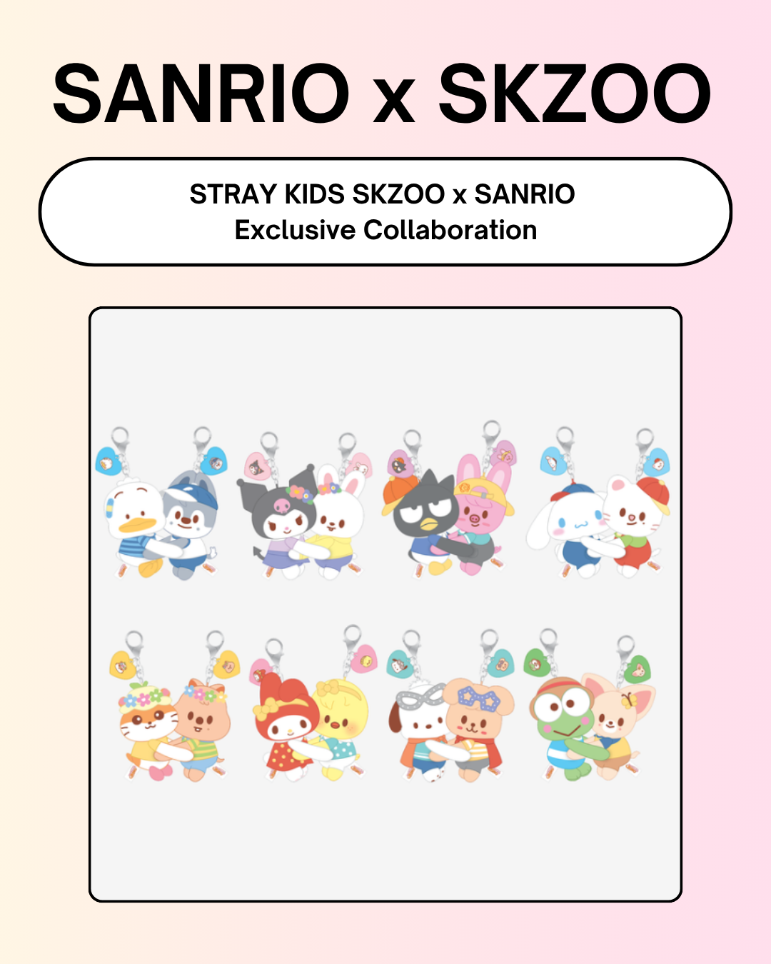 06/24 SKZOO x SANRIO CHARACTERS] Stray Kids - HUG PLUSH KEYRING