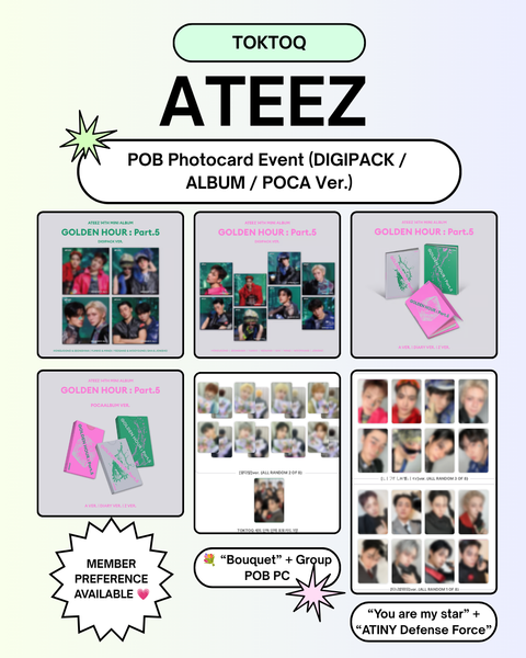 [06/25 TOKTOQ PHOTOCARD EVENT] ATEEZ - 14TH MINI ALBUM [GOLDEN HOUR : Part.5] (TOKTOQ ONLY SET VER.)(PREORDER)
