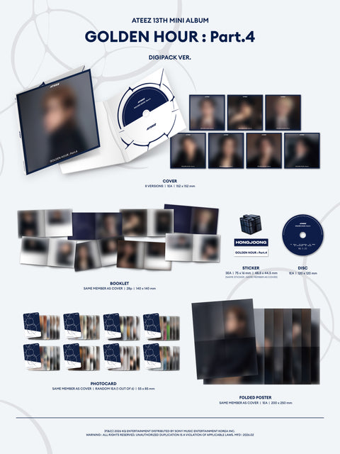 [02/05 EVERLINE PHOTOCARD EVENT] ATEEZ - 13TH MINI ALBUM [GOLDEN HOUR : Part.4] (DIGIPACK ver.) (PRE-ORDER)