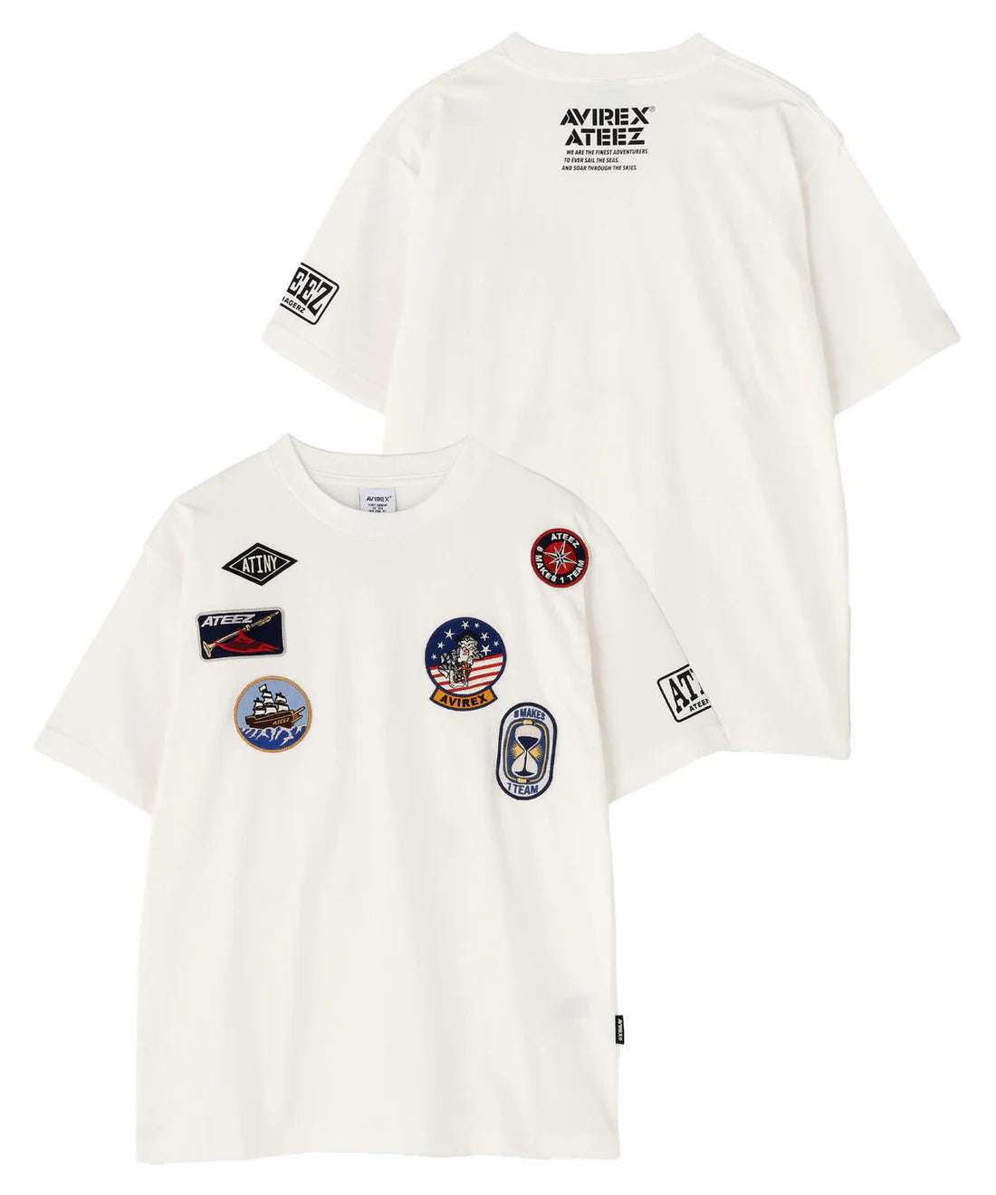 ATEEZ Tシャツ ワッペン AVIREX ホワイト 新品未開封 Mサイズ AVIREX x ATEEZ - WAPPEN T-SHIRT “ATINY” (PRE-ORDER) | WONDERNARA