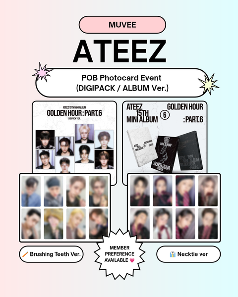 [11/12 MUVVE PHOTOCARD EVENT] ATEEZ - [GOLDEN HOUR : Part.6] (DIGIPACK VER.) & (A / DIARY / Z VER.) (PRE-ORDER)