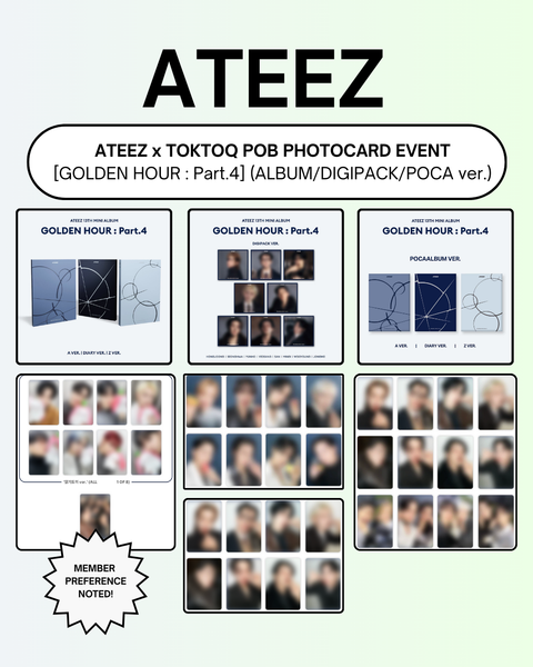 [02/05 TOKTOQ PHOTOCARD EVENT] ATEEZ - 13TH MINI ALBUM [GOLDEN HOUR : Part.4] (ALBUM/DIGIPACK/POCAALBUM ver.) (PRE-ORDER)