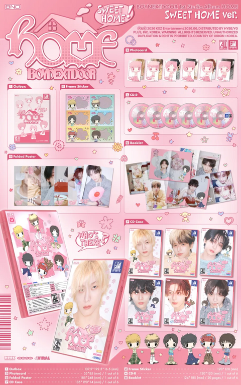 [06/07 MAKESTAR PHOTOCARD EVENT] BOYNEXTDOOR - The 1st Studio Album [HOME] (Sweet Home Ver.) (Random/Set) (PRE-ORDER)