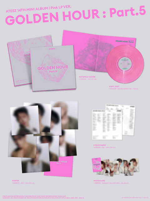 [6/30 MUVVE PHOTOCARD EVENT] ATEEZ - 14TH MINI ALBUM [GOLDEN HOUR : PART.5] PINK LP VER.