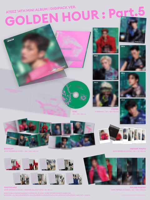 [06/25 TOKTOQ PHOTOCARD EVENT] ATEEZ - 14TH MINI ALBUM [GOLDEN HOUR : Part.5] (SET VER.)(PREORDER)