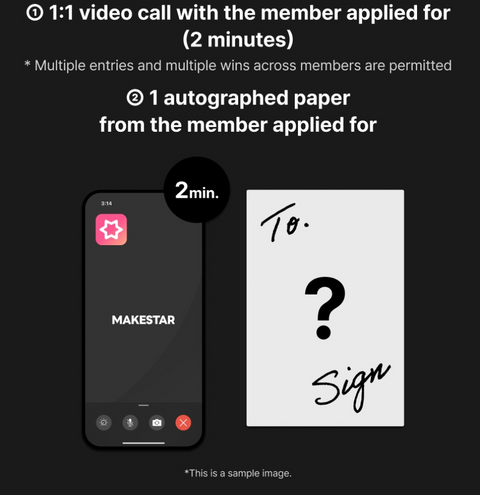 MAKESTAR NCT DREAM 1:1 video call 2 minute and autographed paper prize details