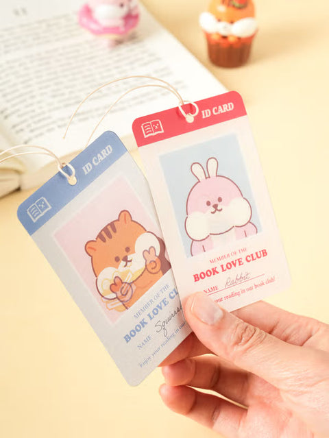 [BOOK CLUB FLIP BOOKMARK SET] Lenticular ID Card Bookmark (4PCS) (Pastel Rabbit & Squirrel)
