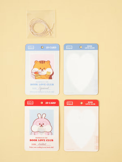 [BOOK CLUB FLIP BOOKMARK SET] Lenticular ID Card Bookmark (4PCS) (Pastel Rabbit & Squirrel)