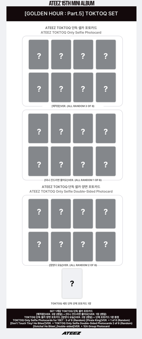 TOKTOQ five album set seven photocard benefits